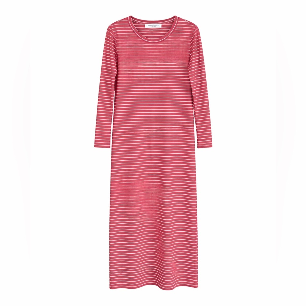 Sonnet James Reese Red White Stripe‎ Long Sleeve Midi Dress Small Tall